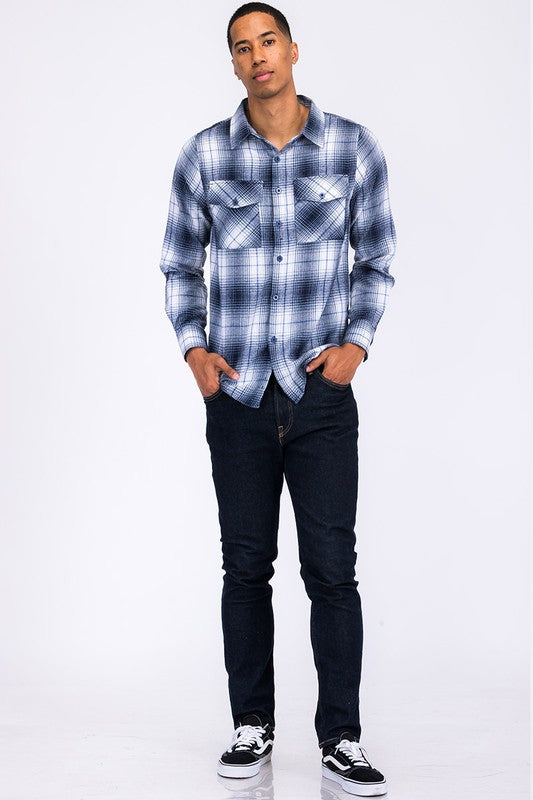 Regular Fit Checker Plaid Flannel Long Sleeve Smile Sparker