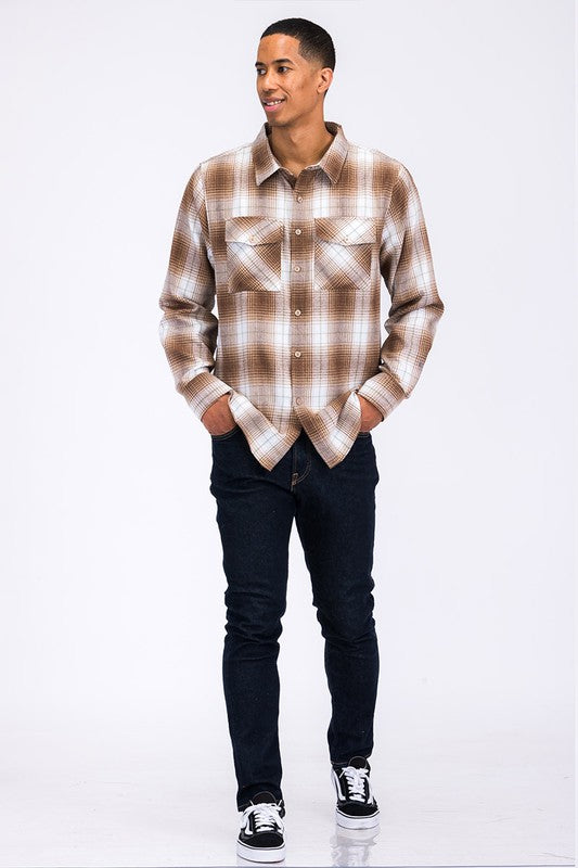 Regular Fit Checker Plaid Flannel Long Sleeve Smile Sparker