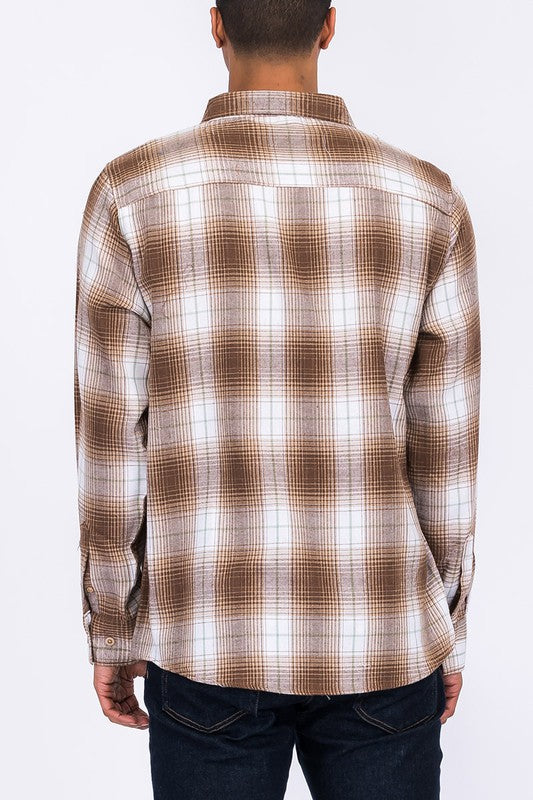 Regular Fit Checker Plaid Flannel Long Sleeve Smile Sparker