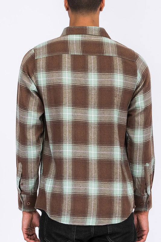 Regular Fit Checker Plaid Flannel Long Sleeve Smile Sparker