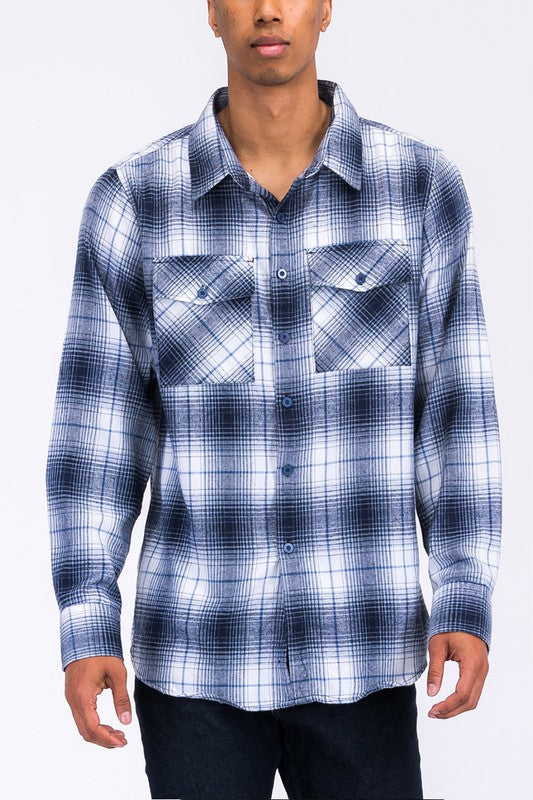 Regular Fit Checker Plaid Flannel Long Sleeve Smile Sparker