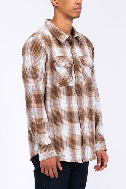 Regular Fit Checker Plaid Flannel Long Sleeve Smile Sparker