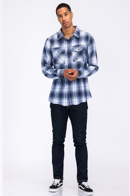 Regular Fit Checker Plaid Flannel Long Sleeve Smile Sparker