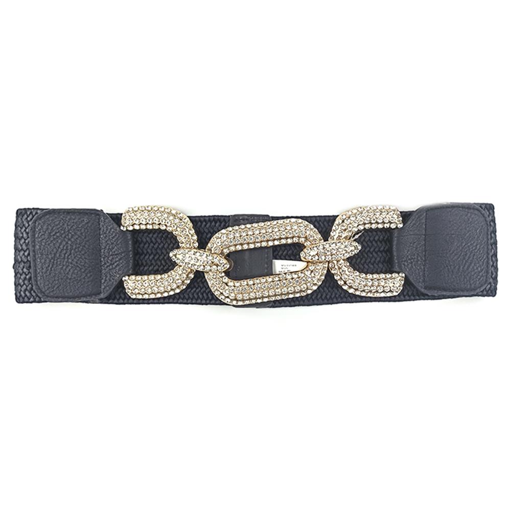 Rhinestone Buckle Elastic Belt Smile Sparker