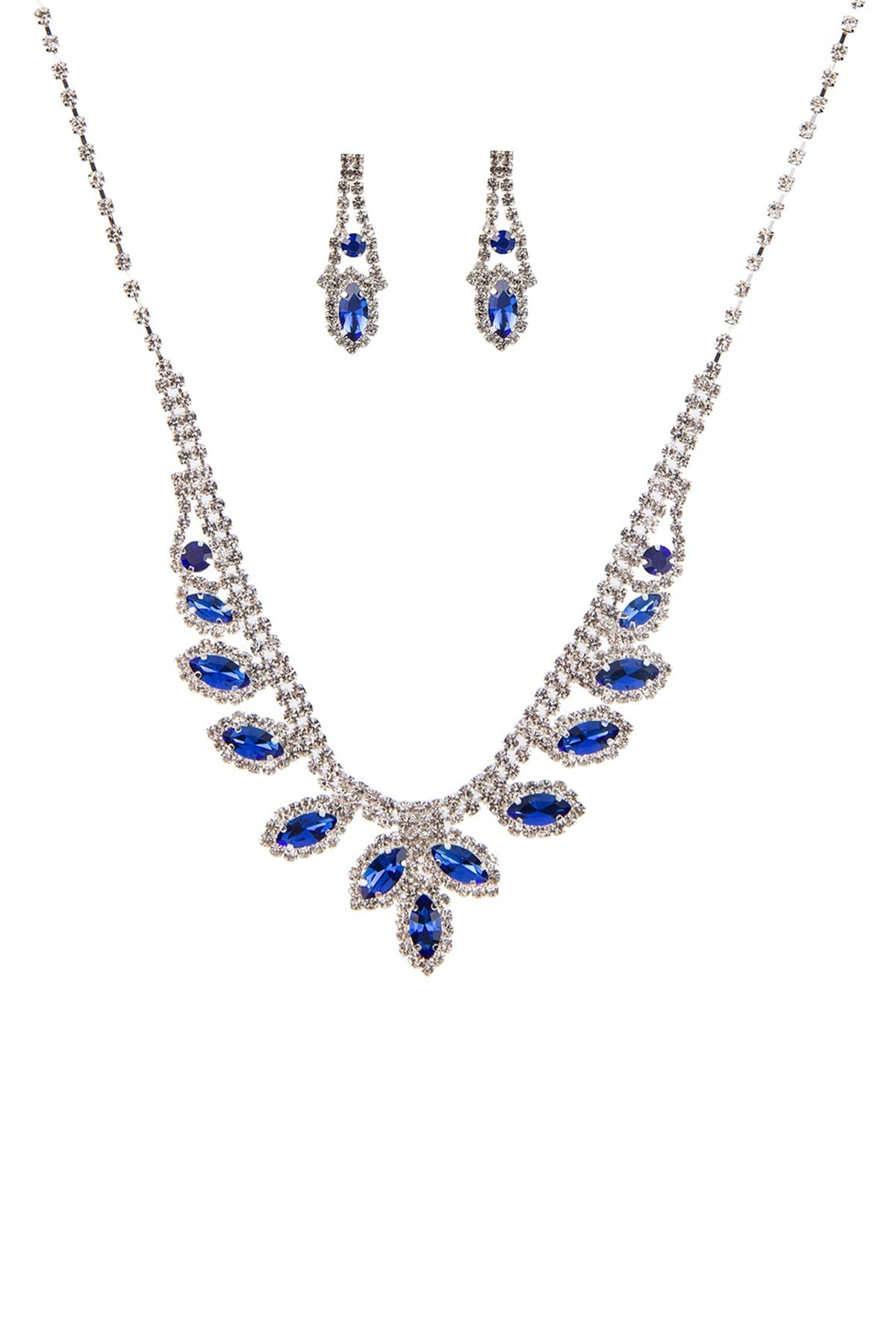 Rhinestone Marquise Wedding Necklace And Earring Set Smile Sparker