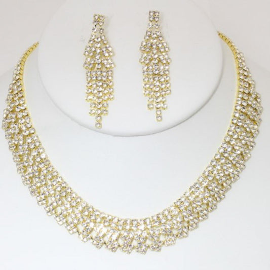 Rhinestone Necklace Earring Set Smile Sparker