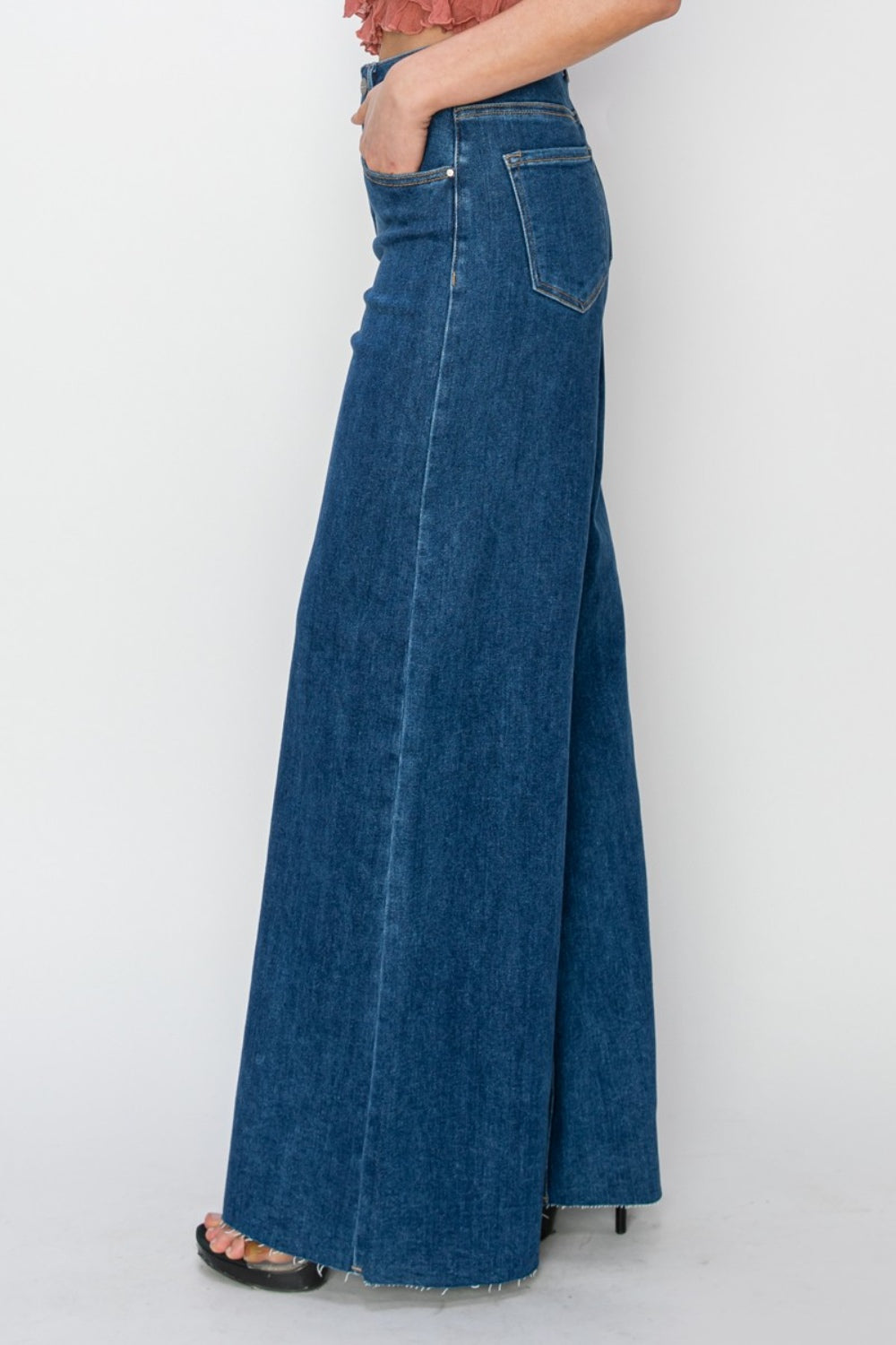 RISEN High Rise Palazzo Jeans - JEANS - Dark Blue