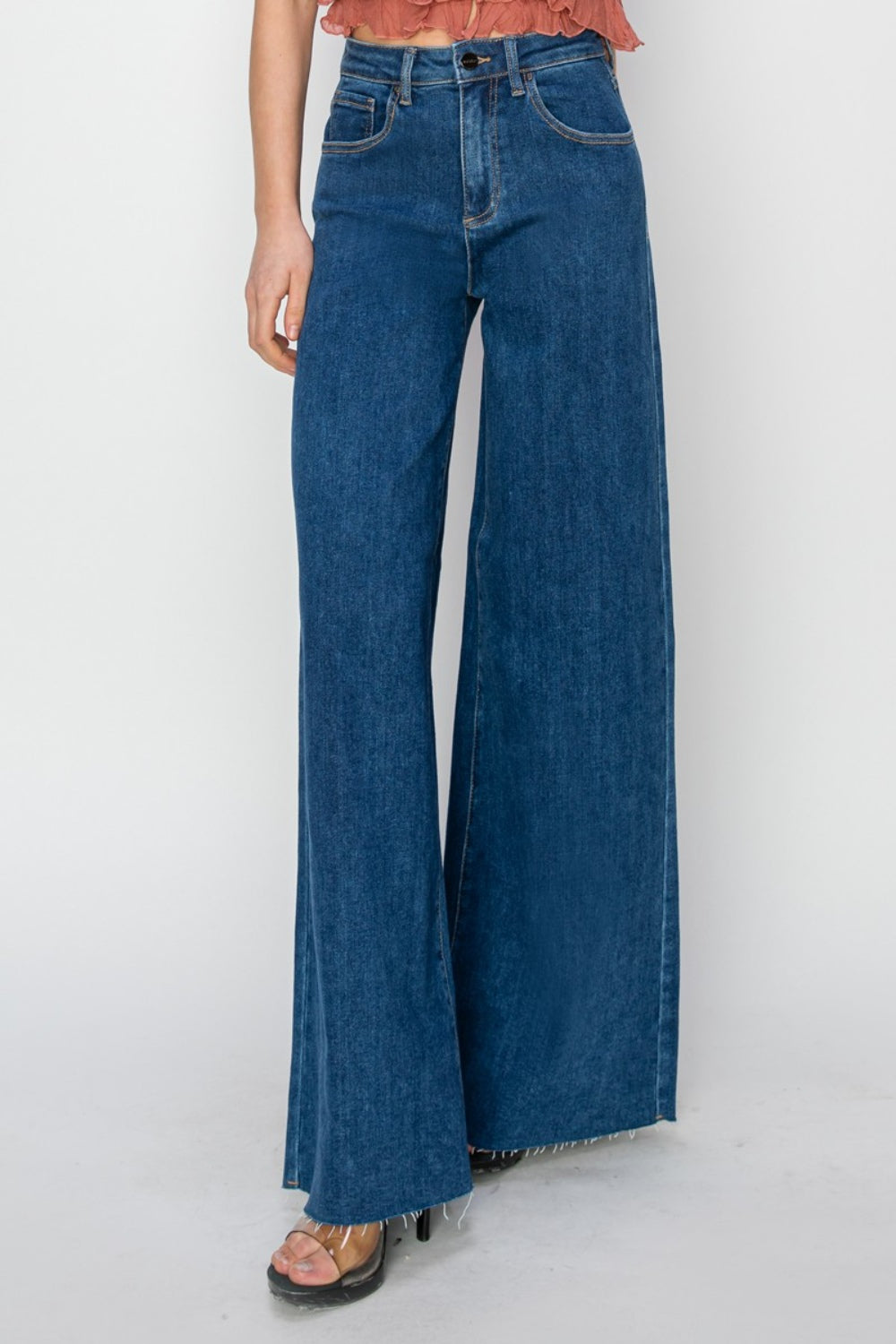 RISEN High Rise Palazzo Jeans - JEANS - Dark Blue