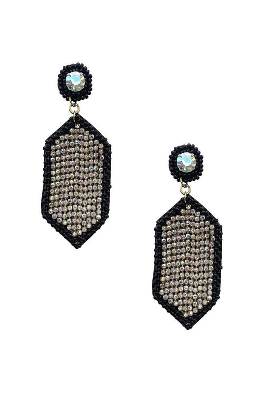 Seed Bead Rhinestone Hexagon Dangle Earring Smile Sparker