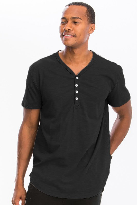 SHORT SLEEVE 4 BUTTON HENLEY SHIRT Smile Sparker