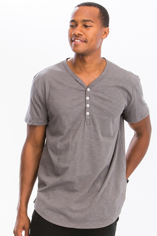 SHORT SLEEVE 4 BUTTON HENLEY SHIRT Smile Sparker