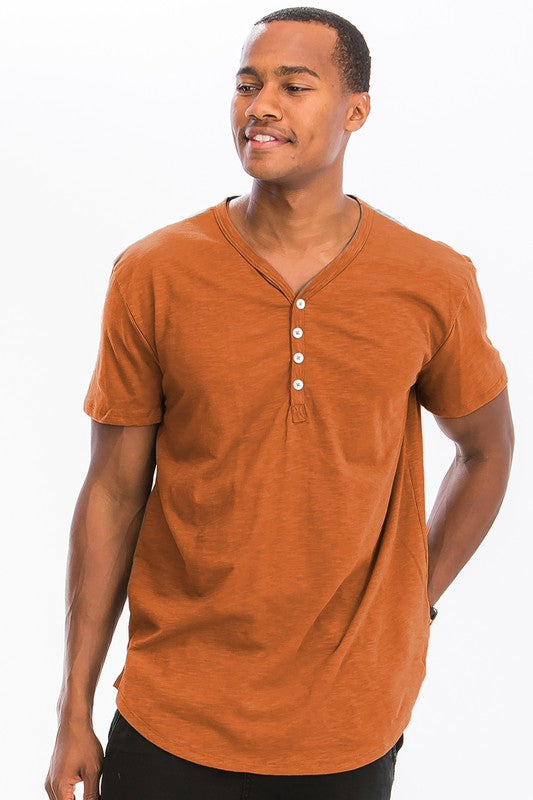 SHORT SLEEVE 4 BUTTON HENLEY SHIRT Smile Sparker