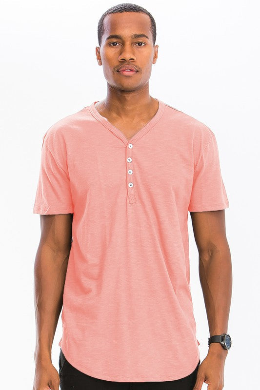 SHORT SLEEVE 4 BUTTON HENLEY SHIRT Smile Sparker