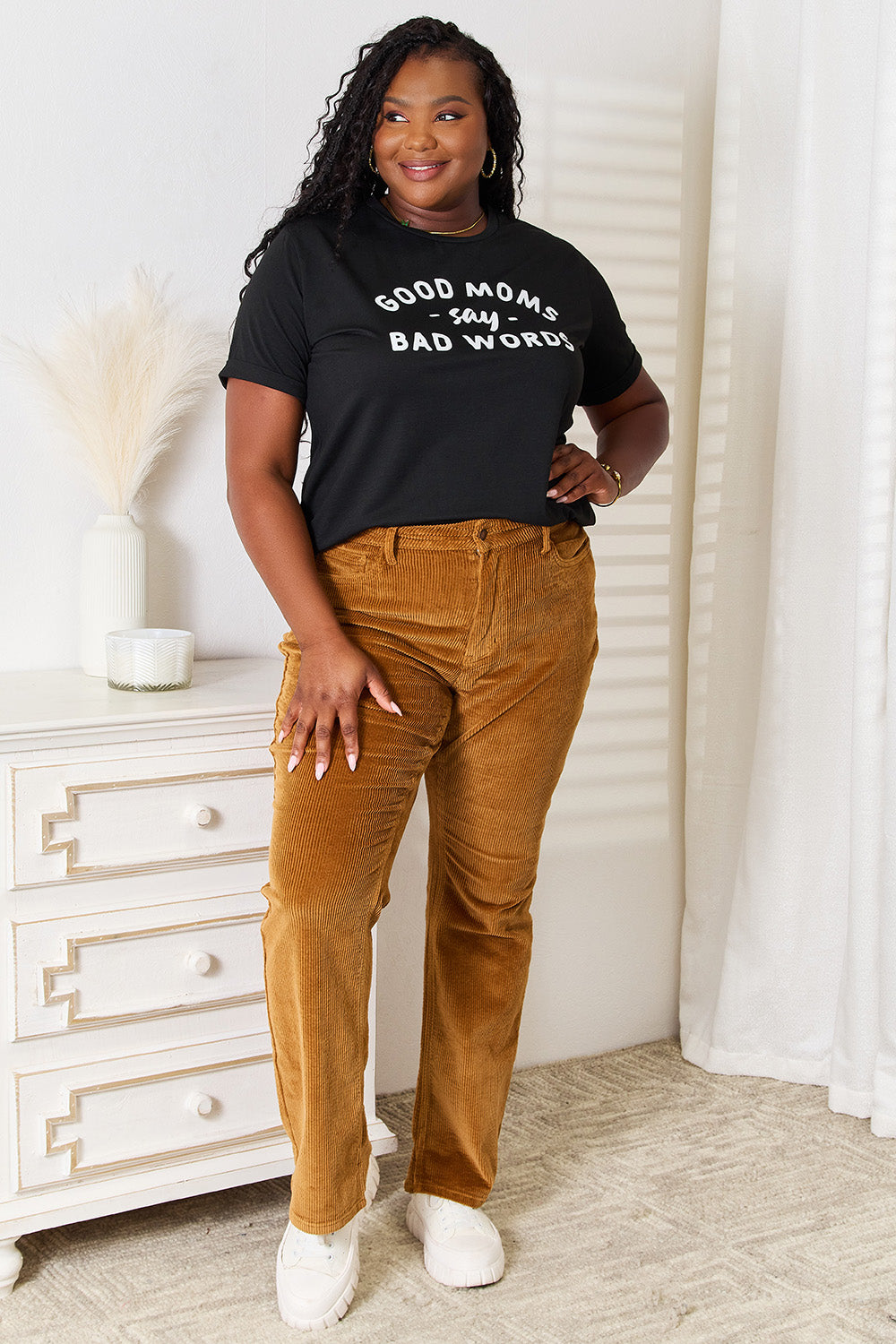 Simply Love GOOD MOMS SAY BAD WORDS Graphic Tee - SHIRTS & BLOUSES - Black