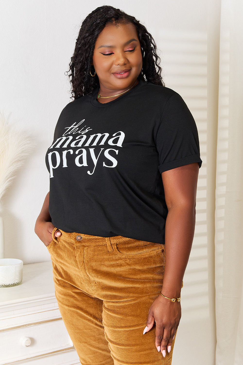 Simply Love THIS MAMA PRAYS Graphic T-Shirt - SHIRTS & BLOUSES - Black