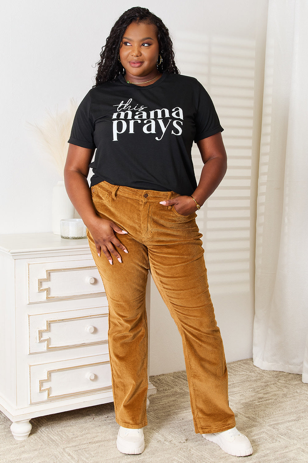 Simply Love THIS MAMA PRAYS Graphic T-Shirt - SHIRTS & BLOUSES - Black