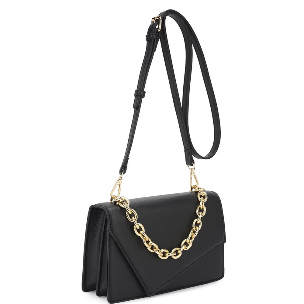 Smooth Plain Chain Link Crossbody Bag Smile Sparker