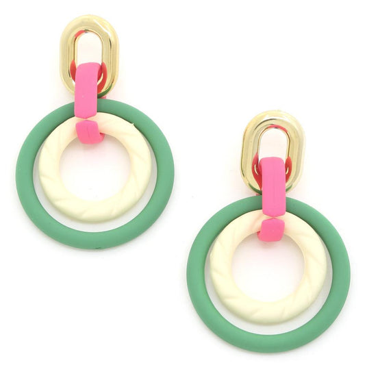 Smooth Texture Round Dangle Earring Smile Sparker