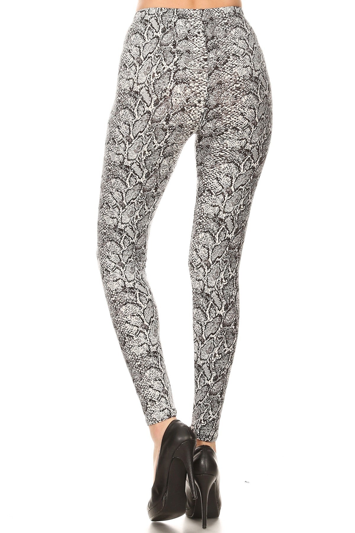 Snakeskin Print, Full Length, High Waisted Leggings In A Fitted Style With An Elastic Waistband Smile Sparker