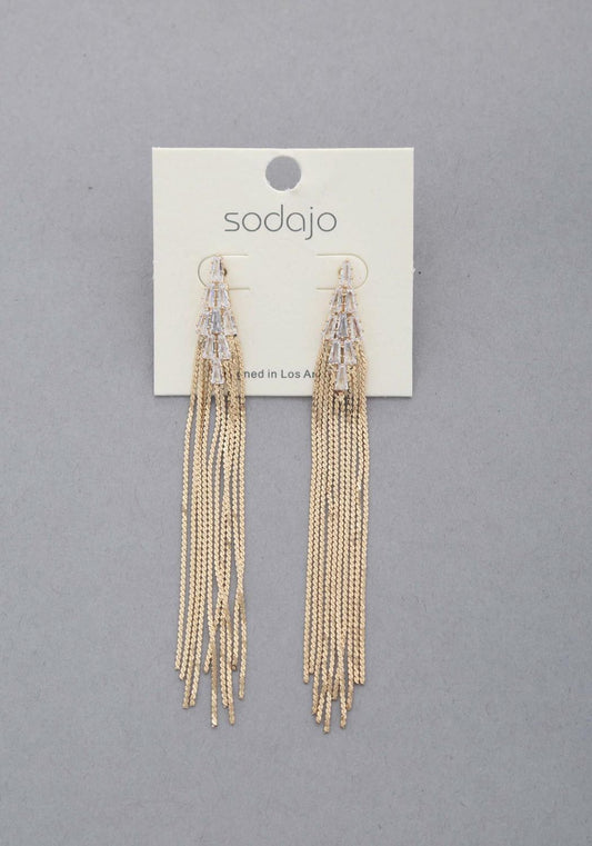 Sodajo Crystal Metal Chain Dangle Earring Smile Sparker