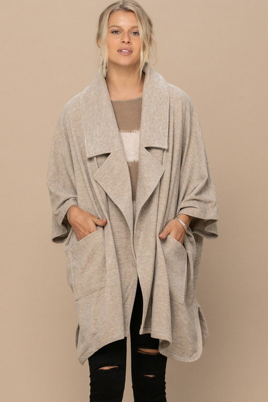 Solid Knit Oversized Trench Jacket Smile Sparker