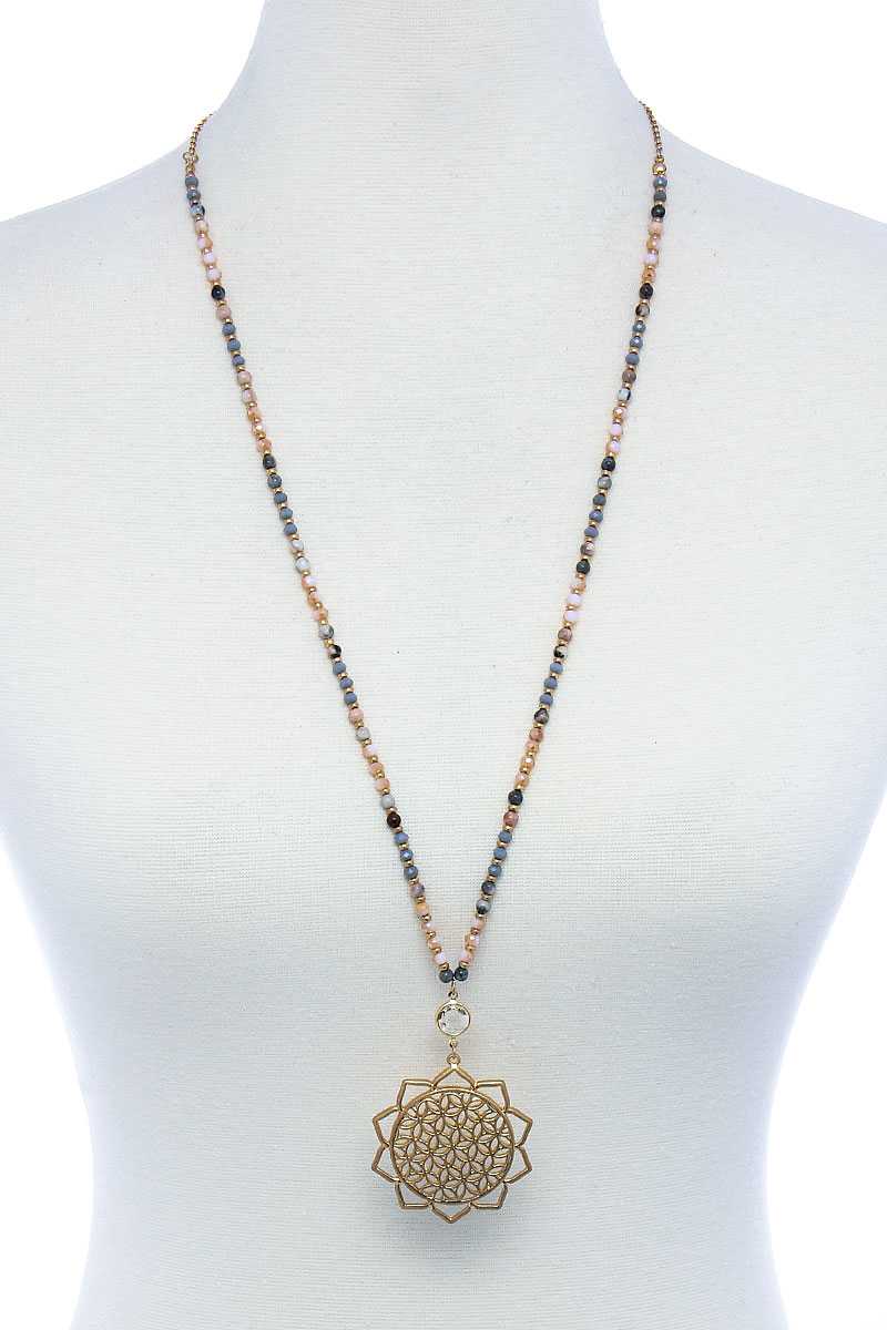 Stylish Sun Flower Pendant Beaded Necklace Smile Sparker