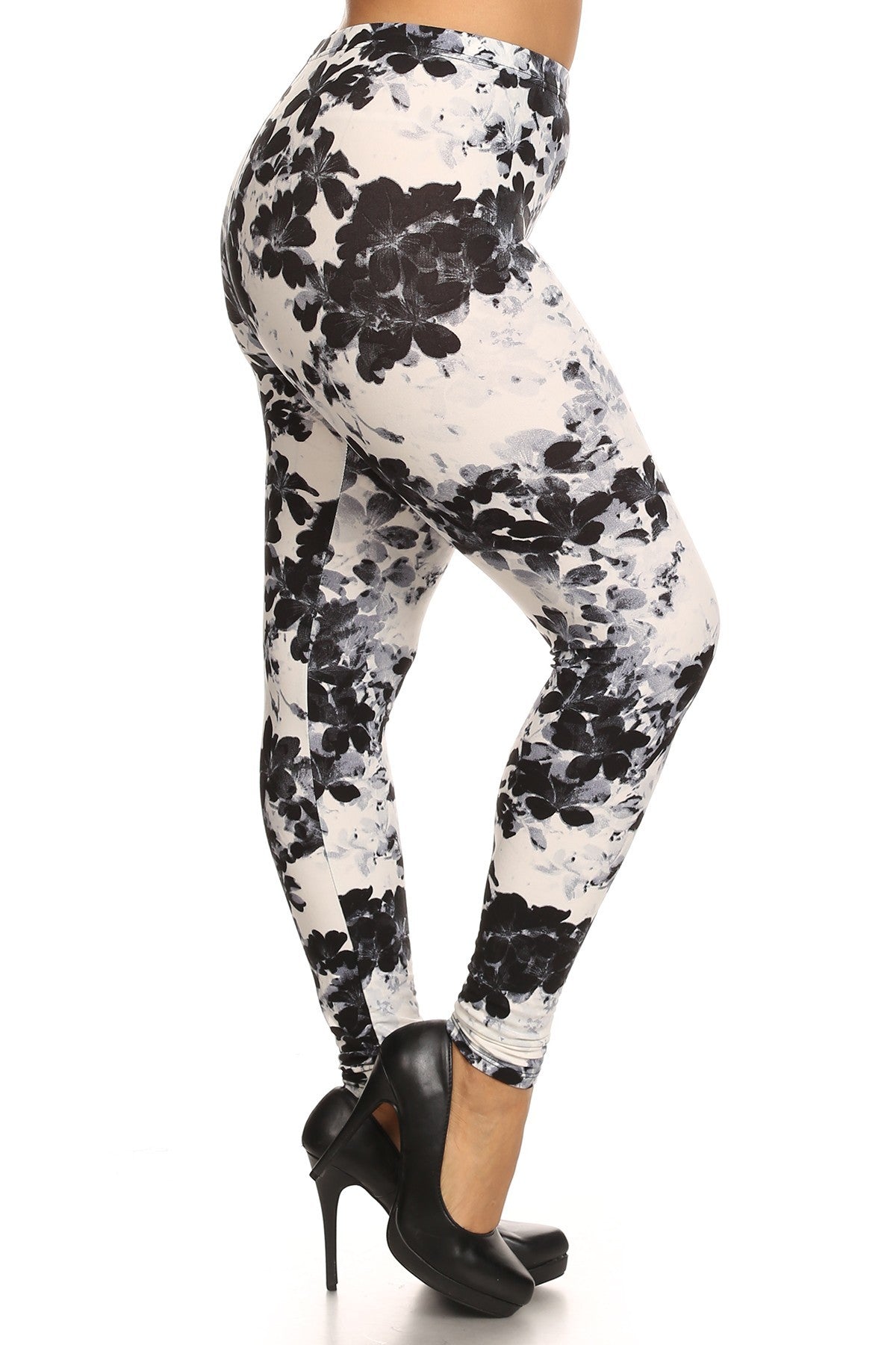 Super Soft Peach Skin Fabric, Floral Graphic Printed Knit Legging With Elastic Waist Detail Smile Sparker