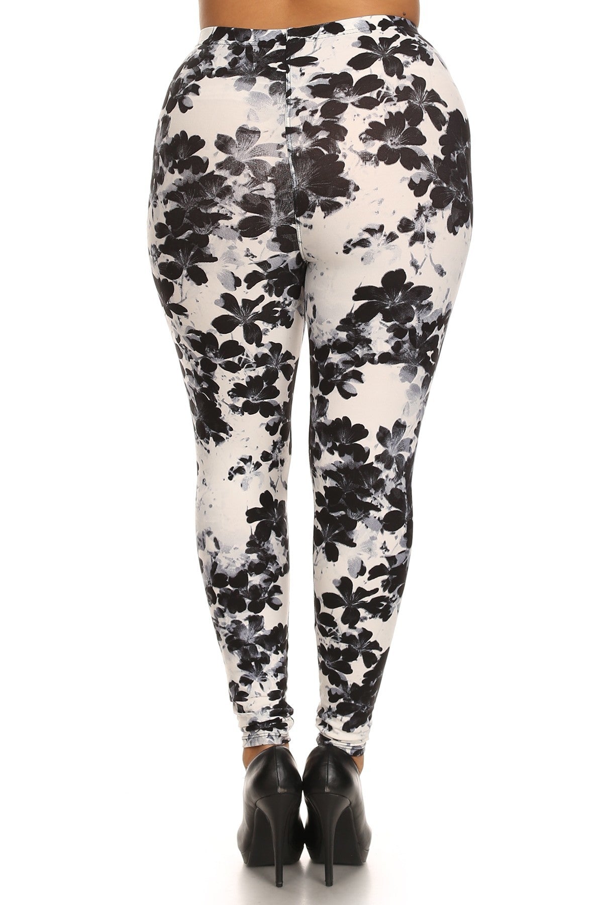 Super Soft Peach Skin Fabric, Floral Graphic Printed Knit Legging With Elastic Waist Detail Smile Sparker