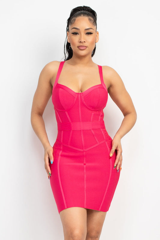 Sweetheart Wide Strap Bandage Dress Smile Sparker