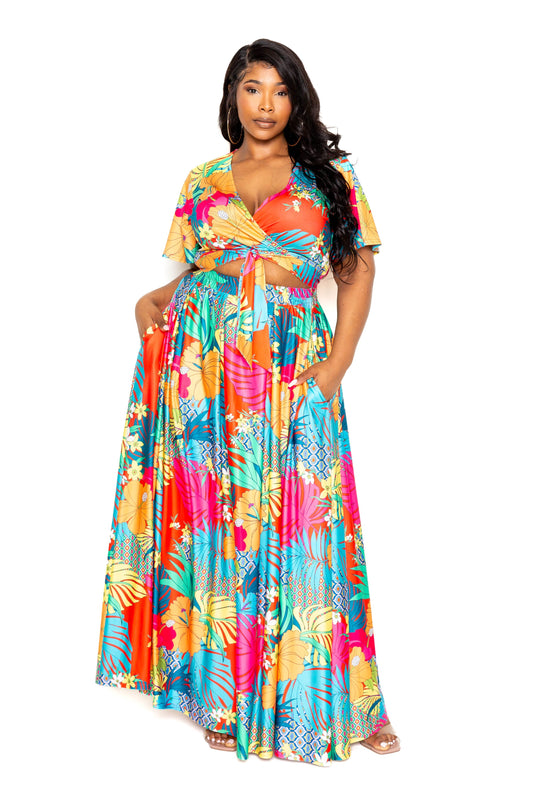 Tropical floral maxi skirt & top set Smile Sparker