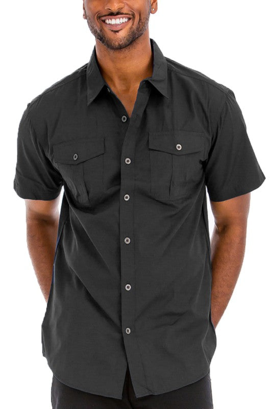 Two Chest Pocket Button Down Shirt Smile Sparker