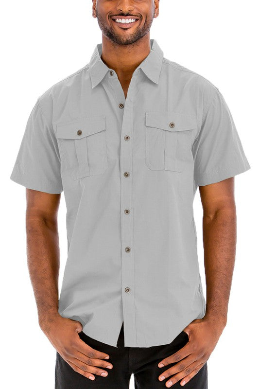 Two Chest Pocket Button Down Shirt Smile Sparker