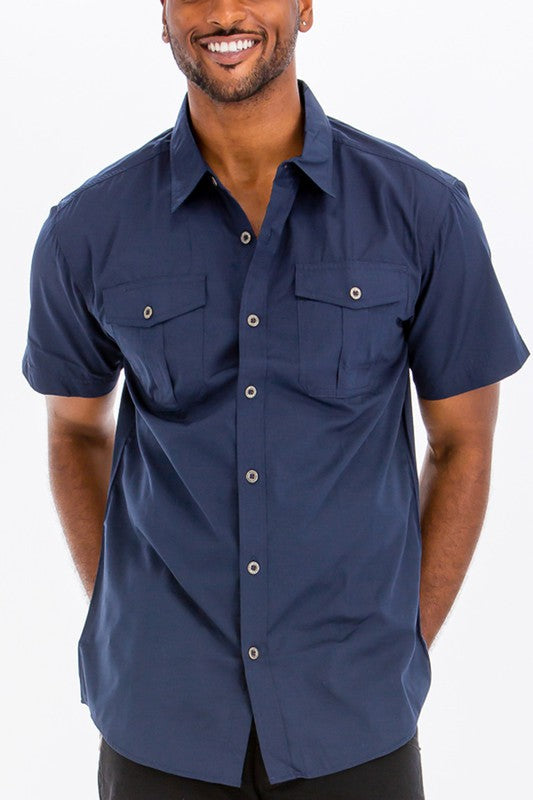 Two Chest Pocket Button Down Shirt Smile Sparker