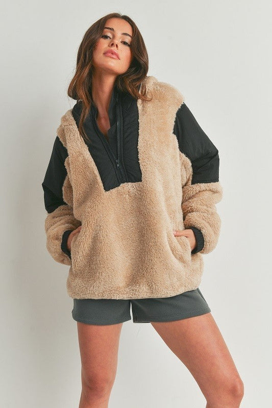 Two-toned Cozy Hooded Sweater - SWEATERS - Multi