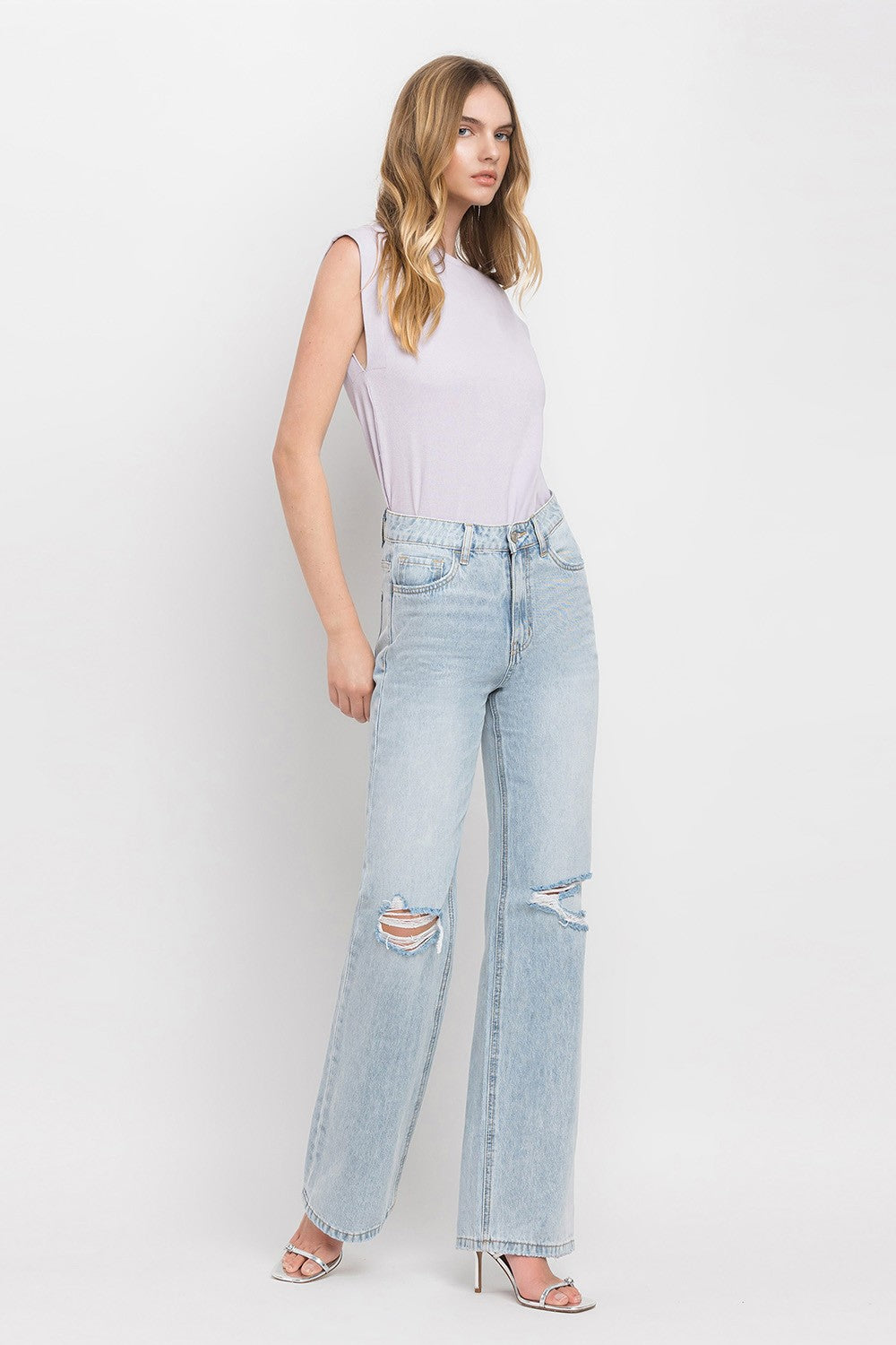 Vervet by Flying Monkey 90’S Vintage Super High Rise Flare Jeans - JEANS - Light blue