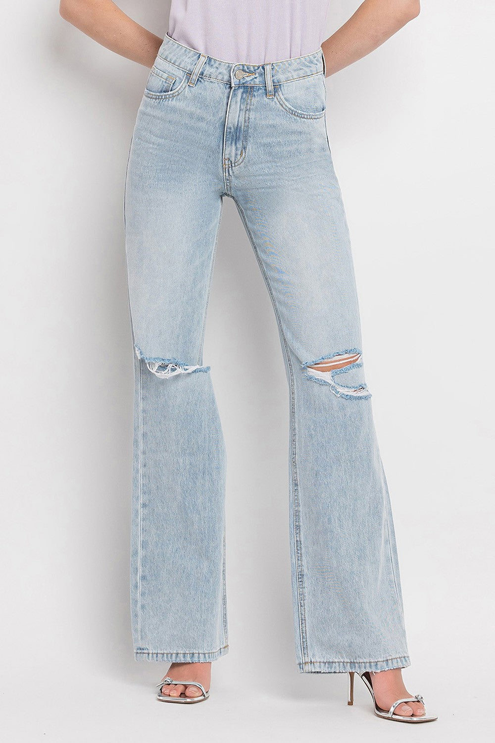 Vervet by Flying Monkey 90’S Vintage Super High Rise Flare Jeans - JEANS - Light blue