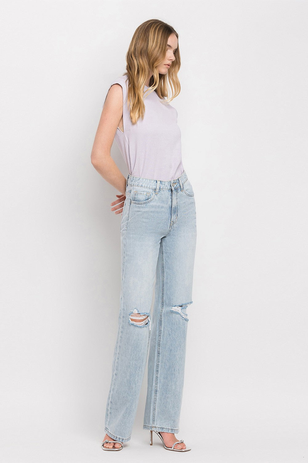 Vervet by Flying Monkey 90’S Vintage Super High Rise Flare Jeans - JEANS - Light blue