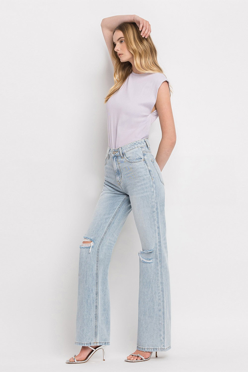 Vervet by Flying Monkey 90’S Vintage Super High Rise Flare Jeans - JEANS - Light blue