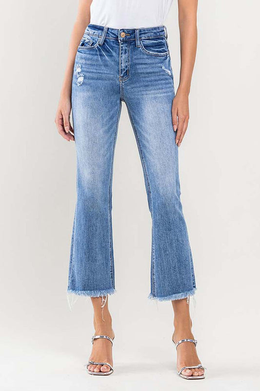 Vervet by Flying Monkey Full Size High Rise Cropped Flare Jeans - Medium / 24 - JEANS - Medium Denim