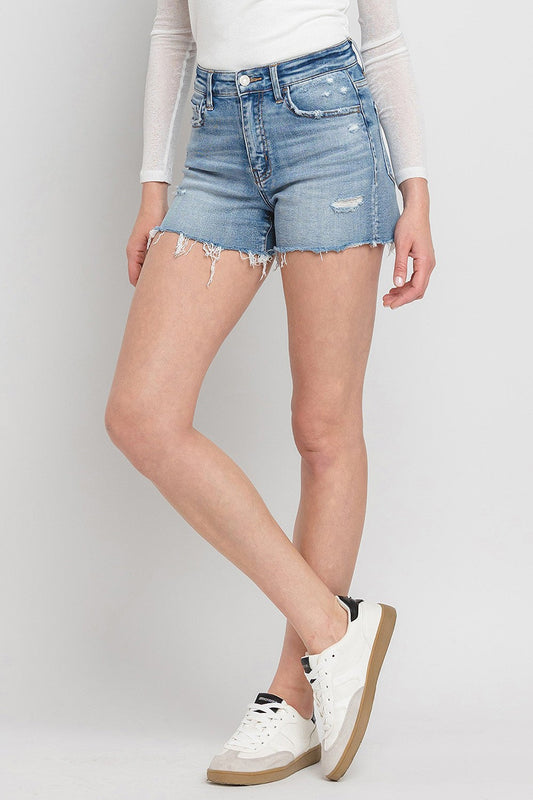 Vervet by Flying Monkey High Rise Denim Shorts - Light / S - JEANS - Light Denim