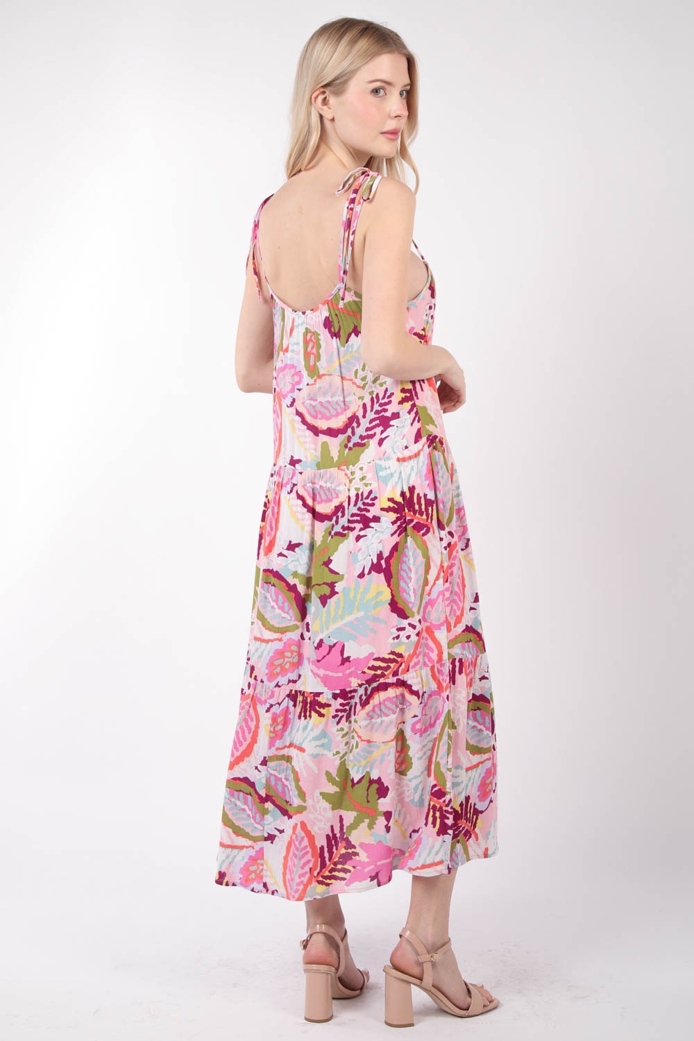 VERY J Tropical Printed Cami Midi Dress - DRESSES - Pink