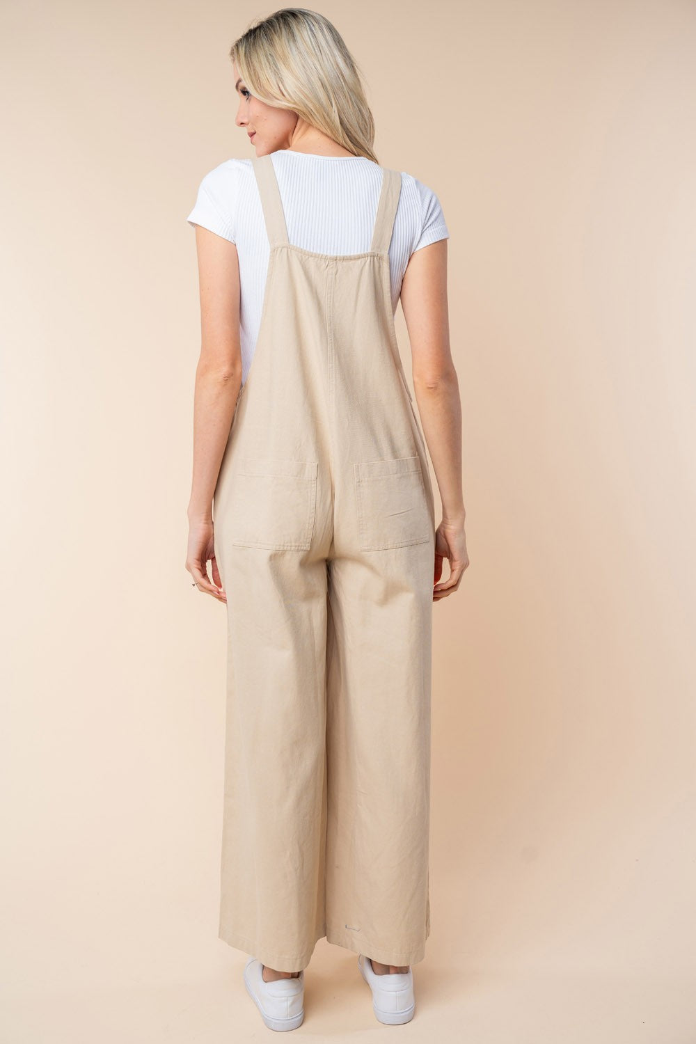 White Birch Sleeveless Wide Leg Jumpsuit - JUMPSUITS - Oatmeal