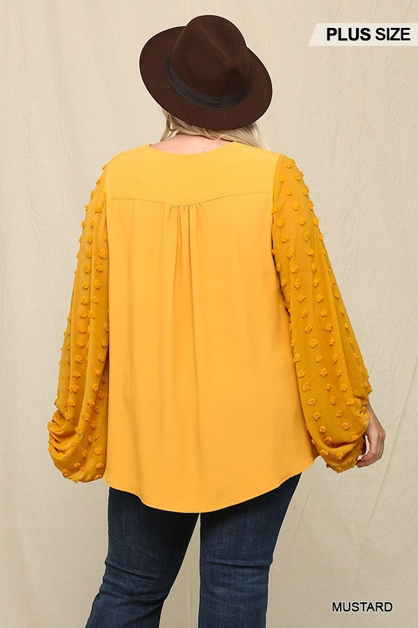 Woven And Textured Chiffon Top With Voluminous Sheer Sleeves Smile Sparker