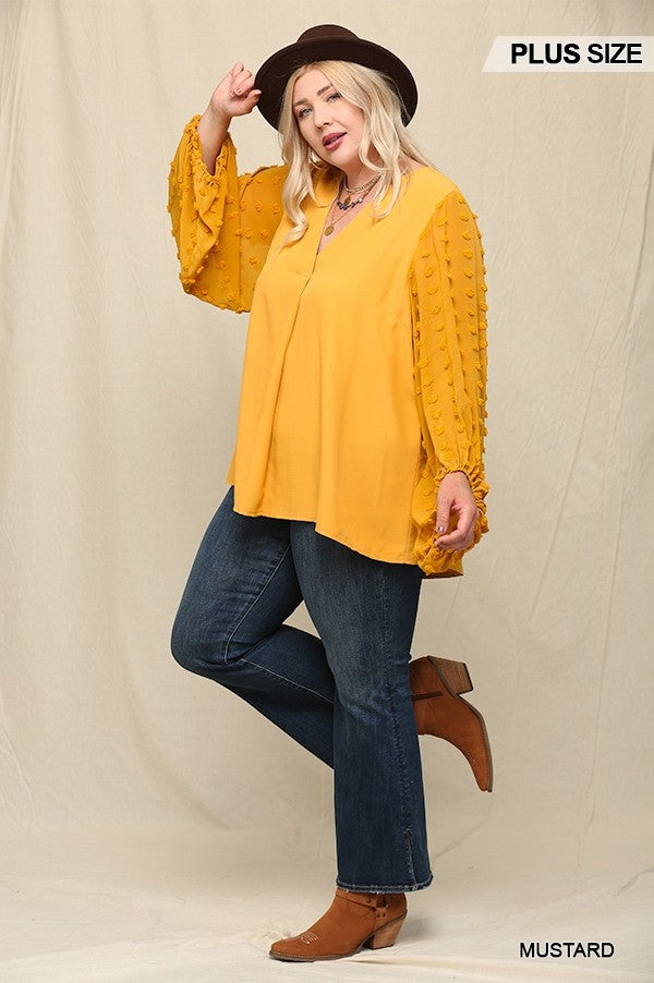 Woven And Textured Chiffon Top With Voluminous Sheer Sleeves Smile Sparker