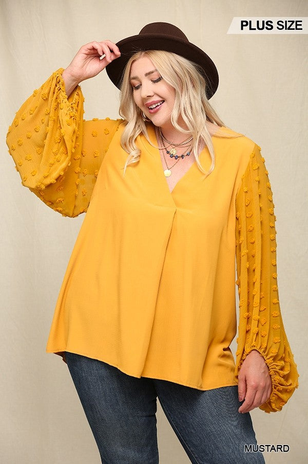 Woven And Textured Chiffon Top With Voluminous Sheer Sleeves Smile Sparker