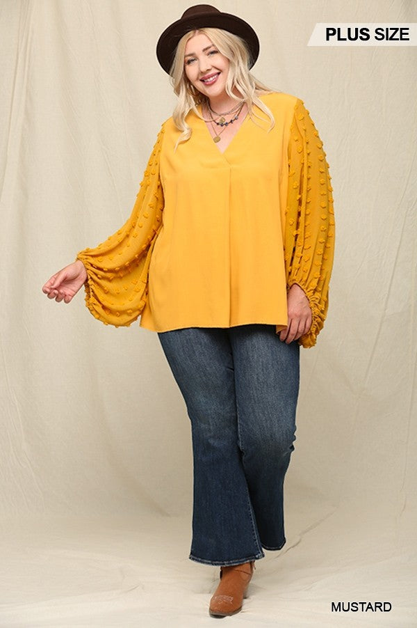 Woven And Textured Chiffon Top With Voluminous Sheer Sleeves Smile Sparker