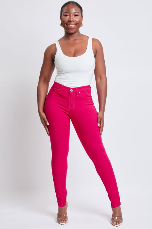 YMI Jeanswear Hyperstretch Mid-Rise Skinny Jeans - Neon Pink / S - JEANS - Pink