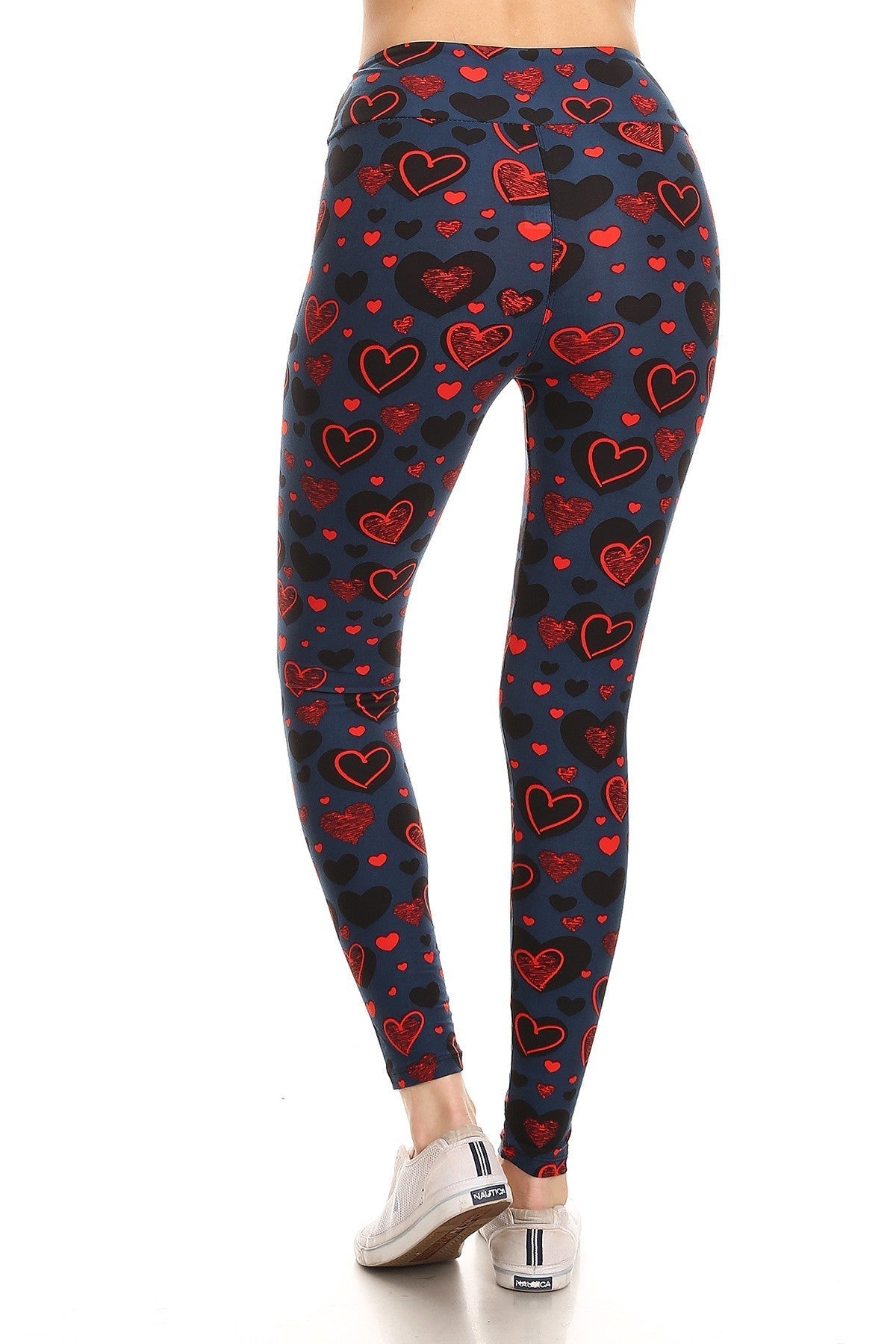 Yoga Style Banded Lined Heart Print, Full Length Leggings In A Slim Fitting Style With A Banded High Waist Smile Sparker