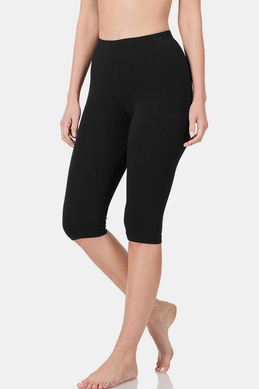 Zenana Full Size High Waist Capris - Black / S - BOTTOMS - Black