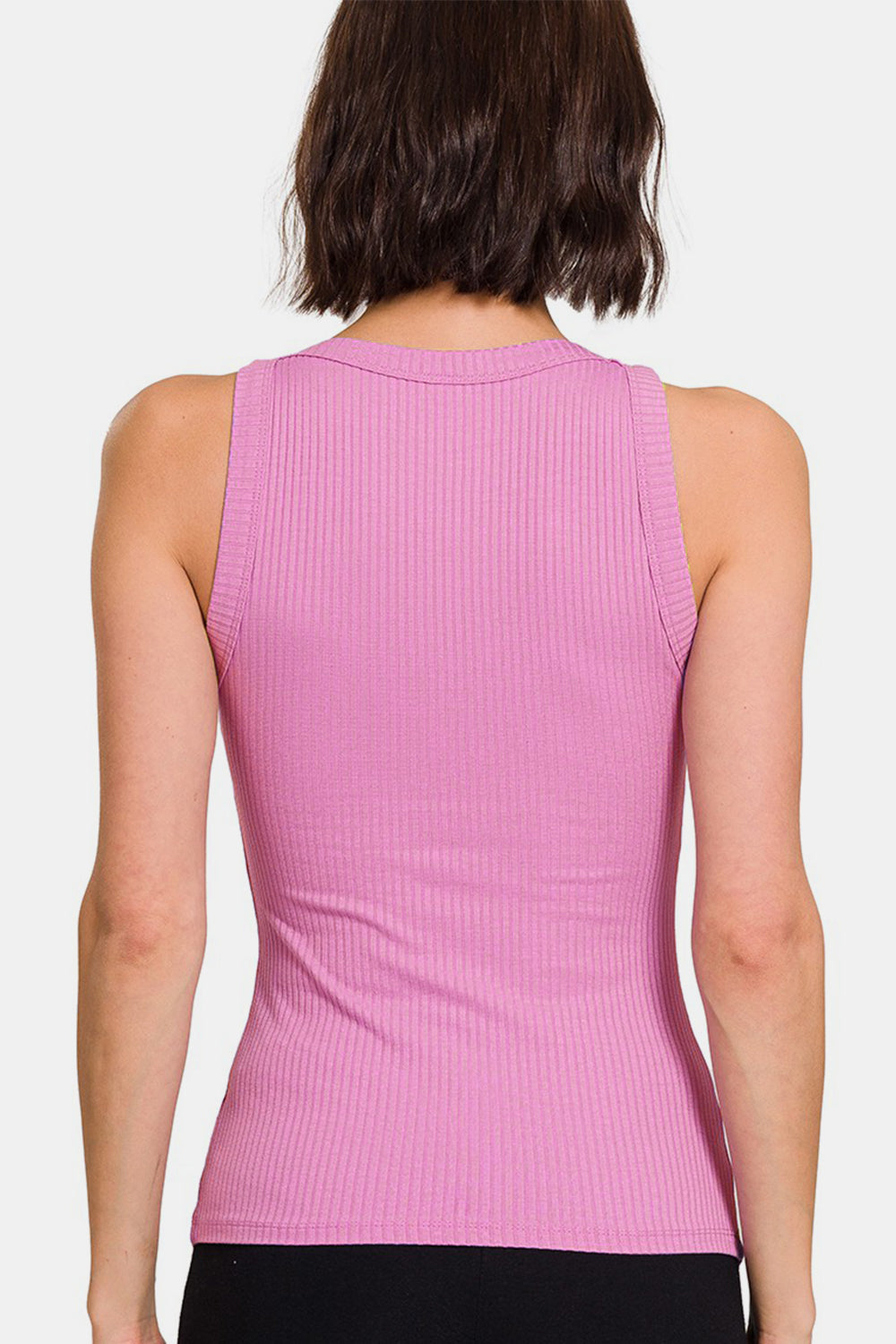 Zenana Ribbed Crew Neck Tank - TOPS - Mauve